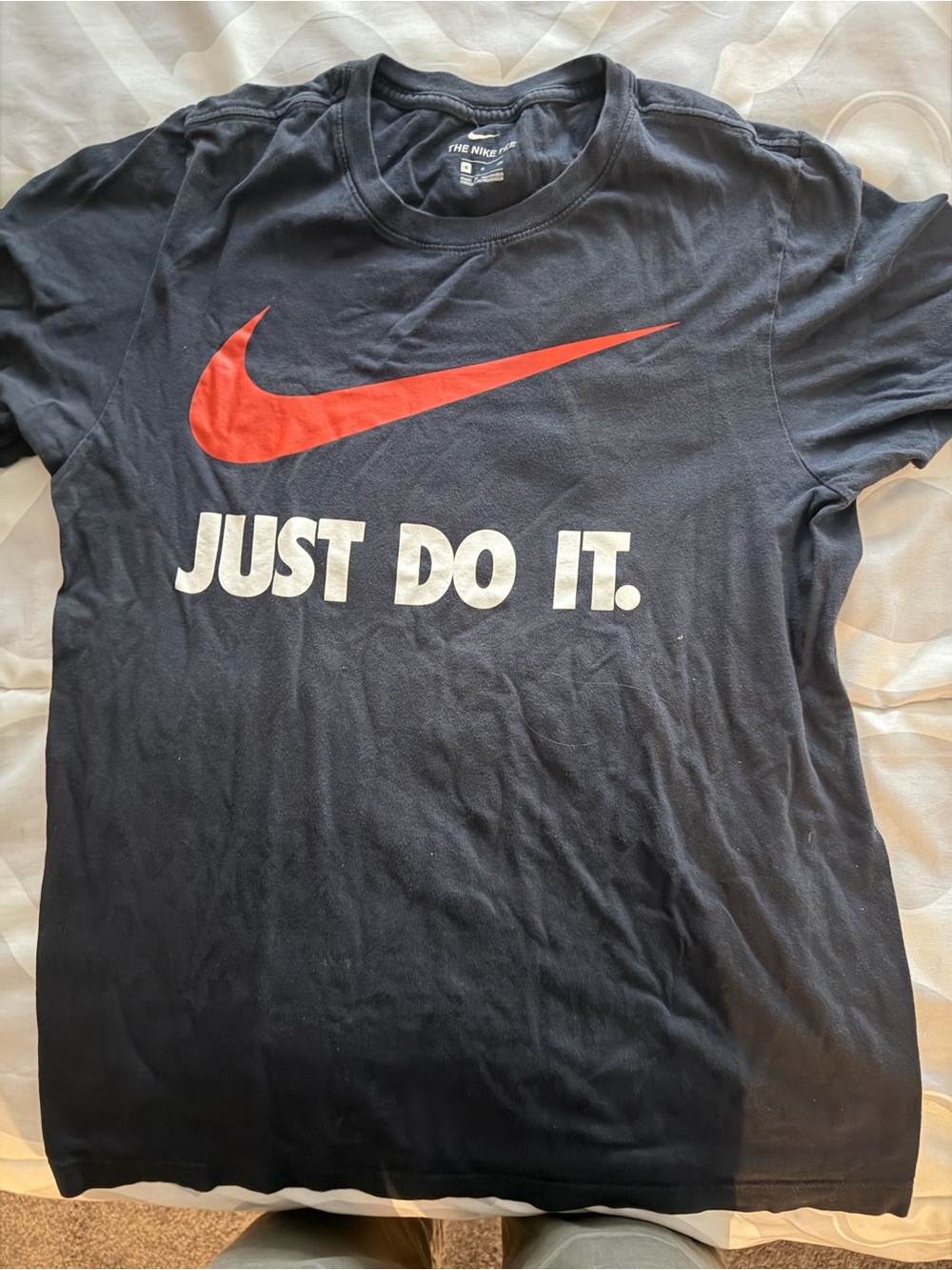 Nike Black Tee with Red Swoosh and White 'JUST DO IT.' Print